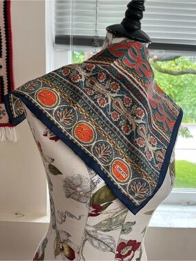 Liberty Navy, Red & Cream Paisley Silk Scarf